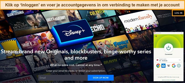 Stapsgewijze handleiding over hoe Disney Plus te bekijken met een VPN in de browser, inloggen op ExpressVPN